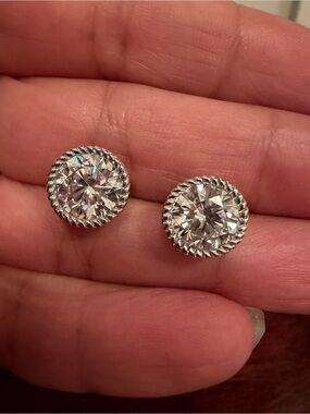 judith ripka sterling silver clear Cz earrings